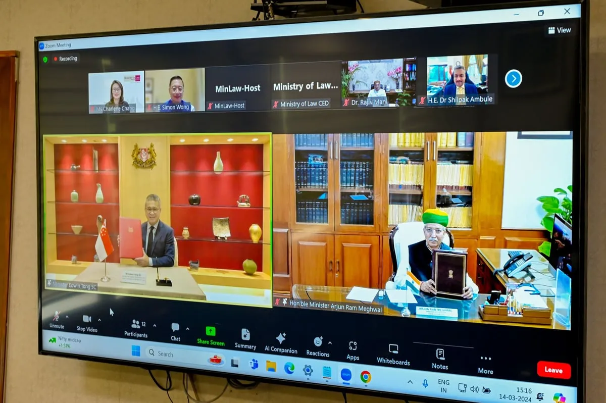 India, Singapore Sign MoU for Cooperation in Law and Dispute Resolution  Image: Twitter