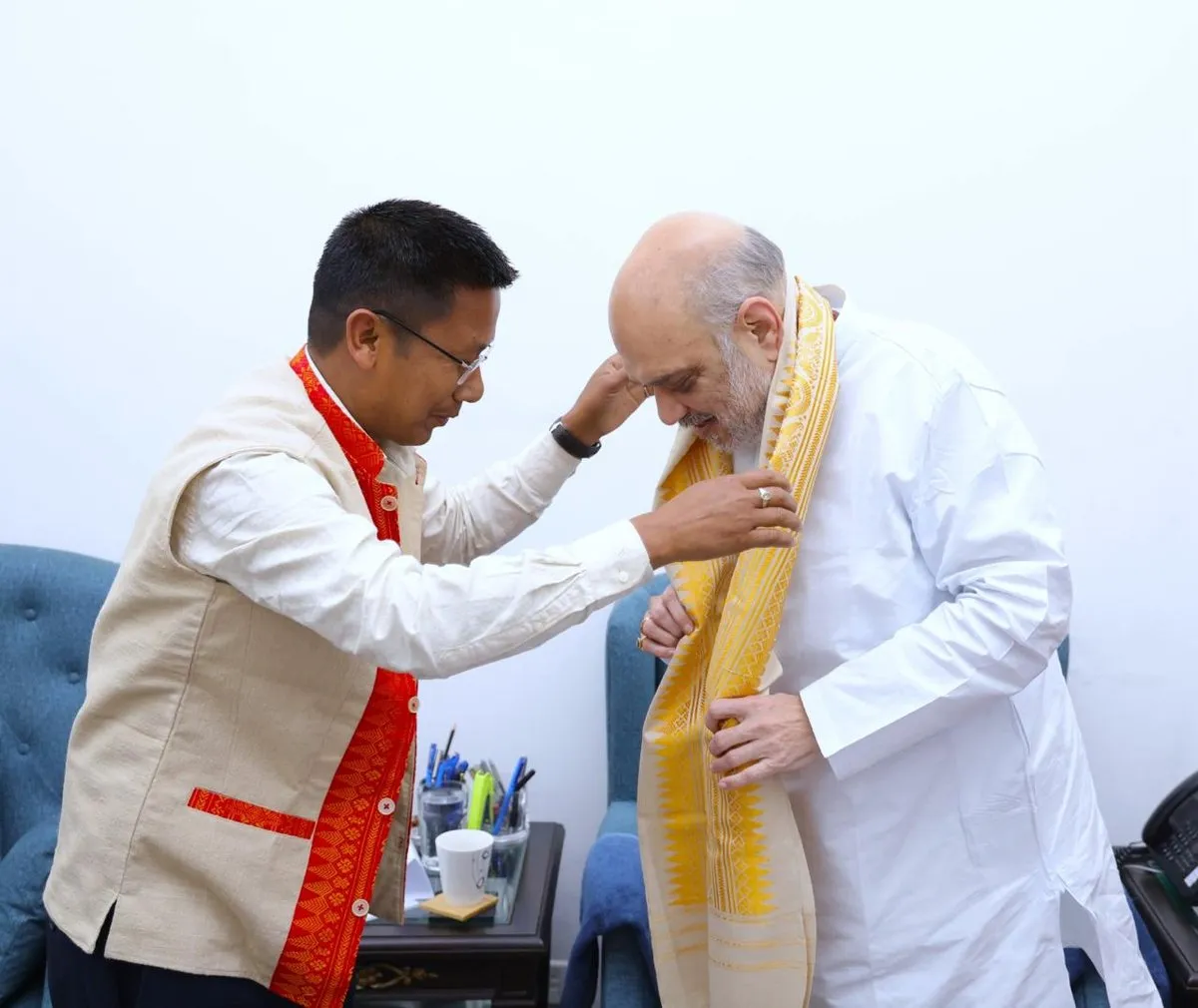 All Bodo Students' Union Dipen Boro with Amit Shah  
