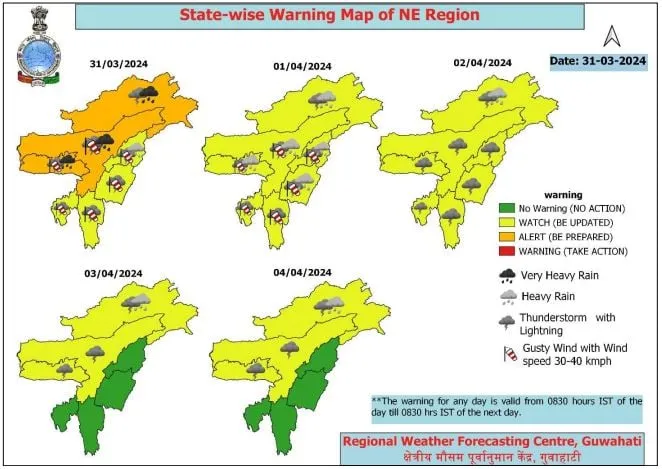 State Wise Warning in NE  MY PC