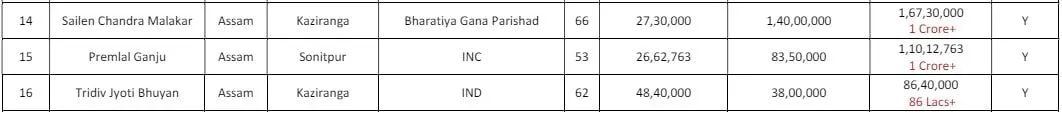 Asset Details of candidates P2  User