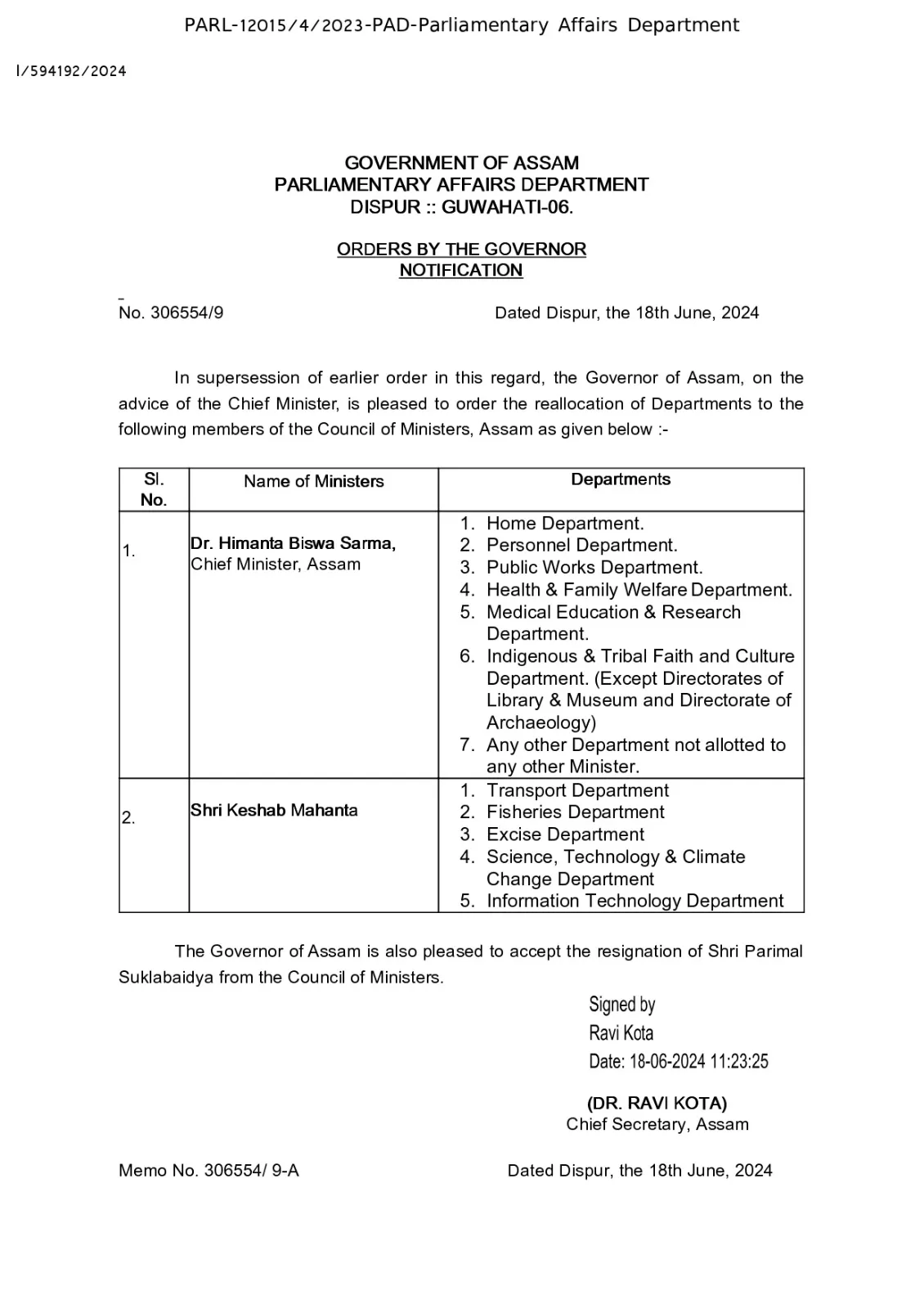 Assam Government order  