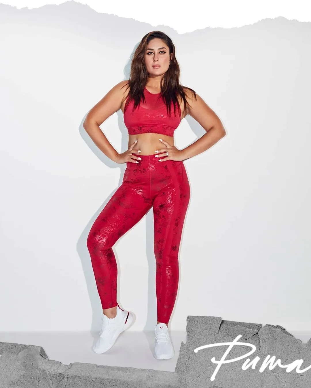 Kareena Kapoor at the shoot of Puma in 2021.  
