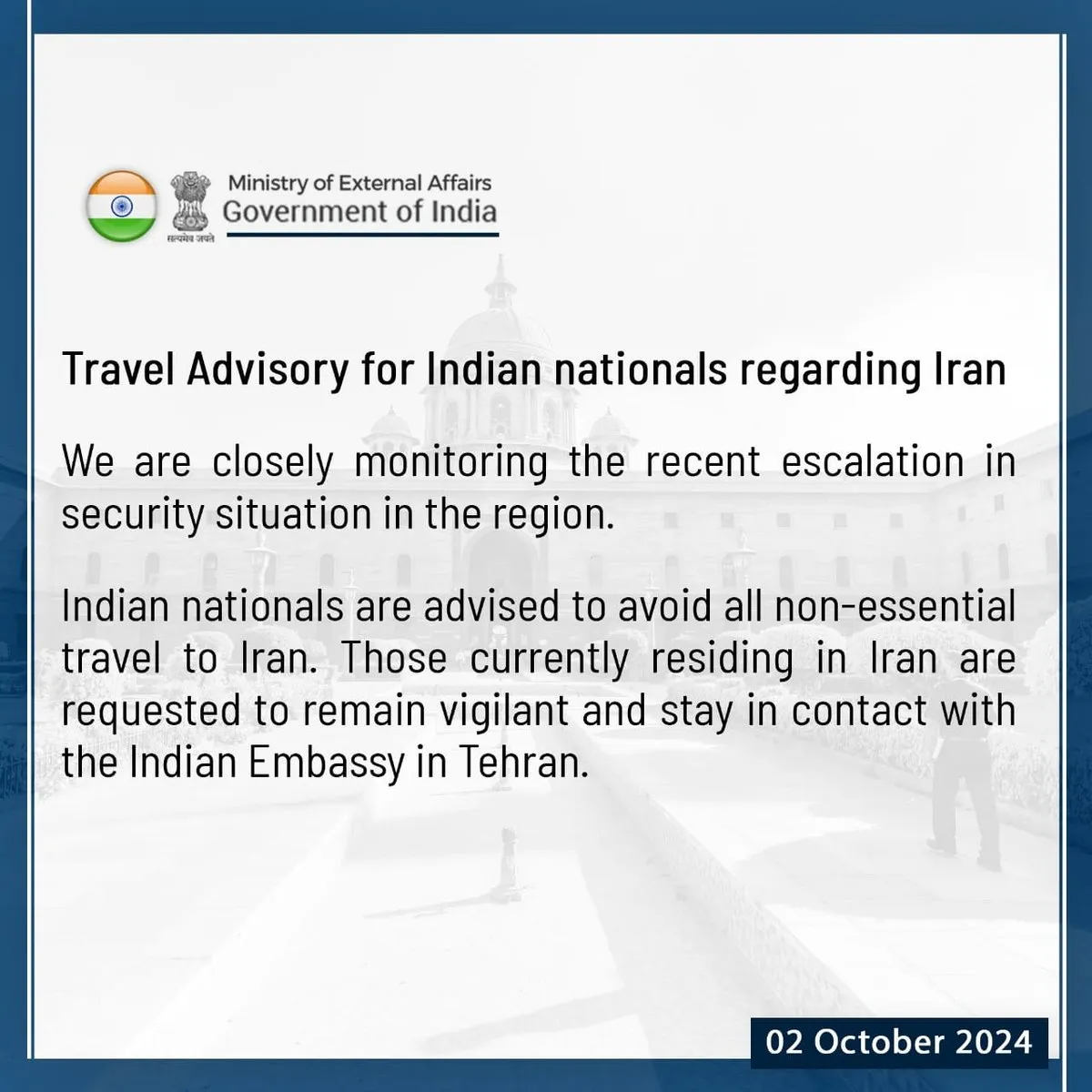 MEA issues travel advisory for Indians amid Israel-Iran conflict  