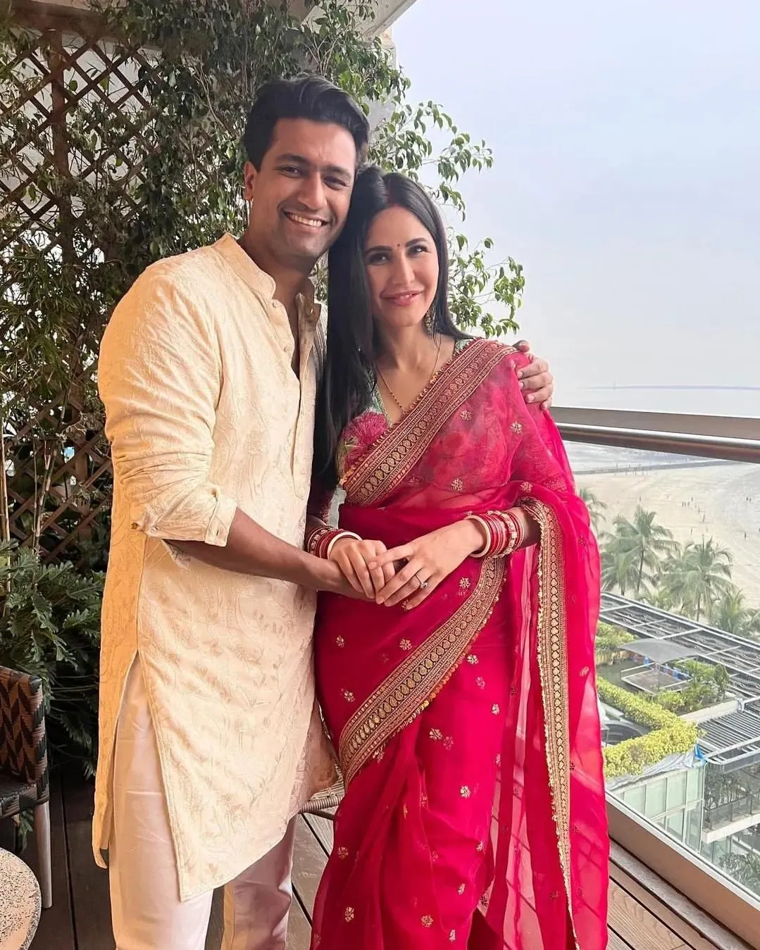 Katrina Kaif in a red Banarasi saree  