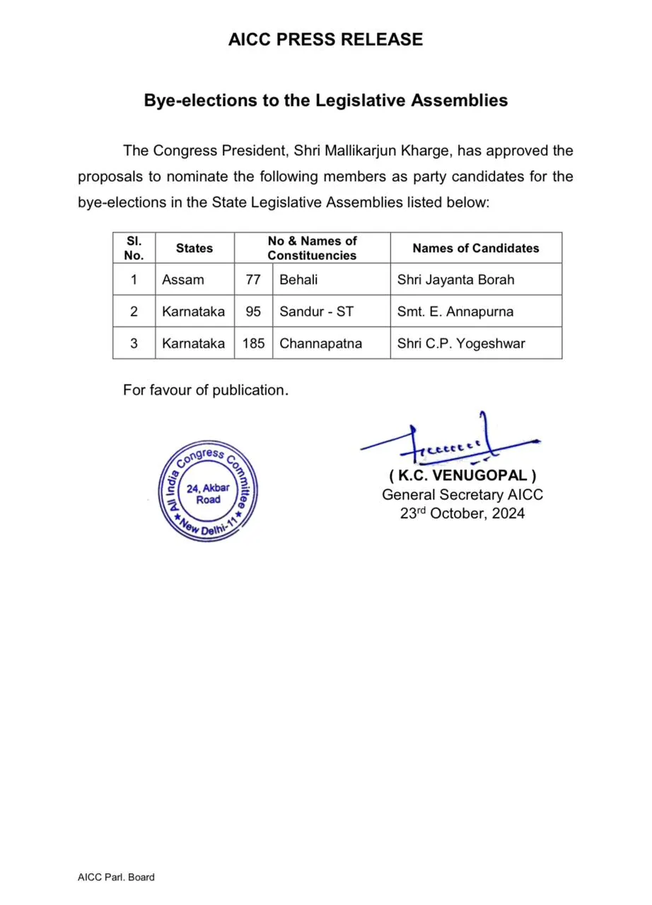 AICC approves Jayanta Borah as the party's candidate for the Behali bypoll  