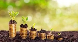 Successful savings shown by stack of coins  