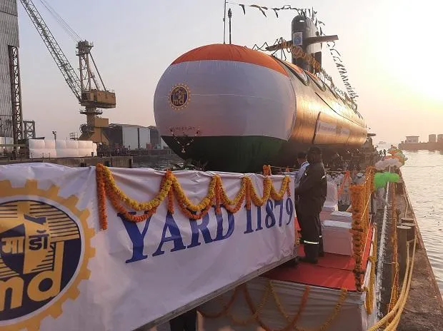 Navy's fifth Scorpene class submarine 'Vagir' launched at Mazagon Dock |  Business Standard News