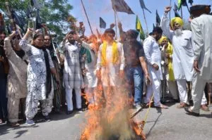 BKU Ugrahan Motorcycle march with black flags in the villages of Haryana on the Black Day