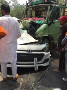 Gurdaspur car and Canter face front collision 2 death