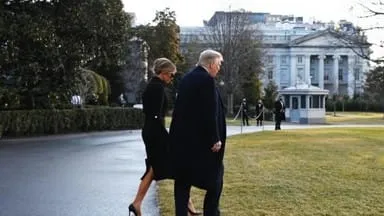 Donald Trump leaves White House skips Joe Biden inauguration ceremony -  अंतिम बार बतौर राष्ट्रपति व्हाइट हाउस से विदा हुए डोनाल्ड ट्रंप, बाइडेन के  शपथ ग्रहण समारोह में ...