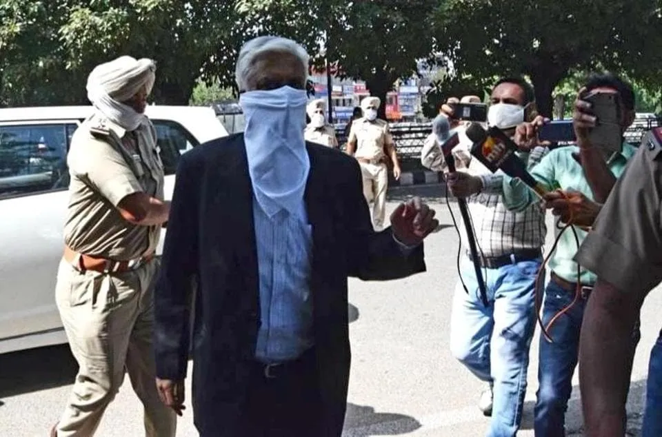 Former Punjab Police chief Sumedh Singh Saini arriving to depose before the special investigation team (SIT) at Mataur police station in Mohali on Monday.
