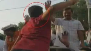 Arvind Kejriwal A man Slapped During Roadshow In Delhi