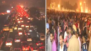 An unprecedented number of people visiting the India Gate, Connaught Place