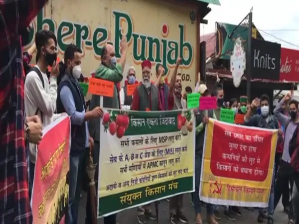 Farmers in Himachal Pradesh protest, demand MSP for apples