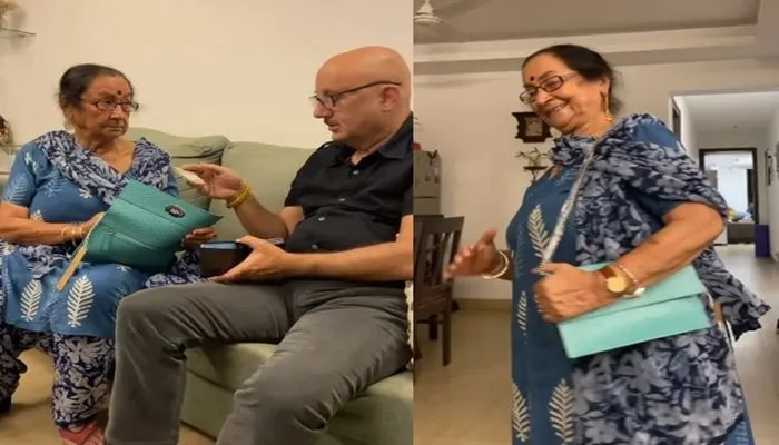 Anupam Kher shared her mother dulari new purse video-min