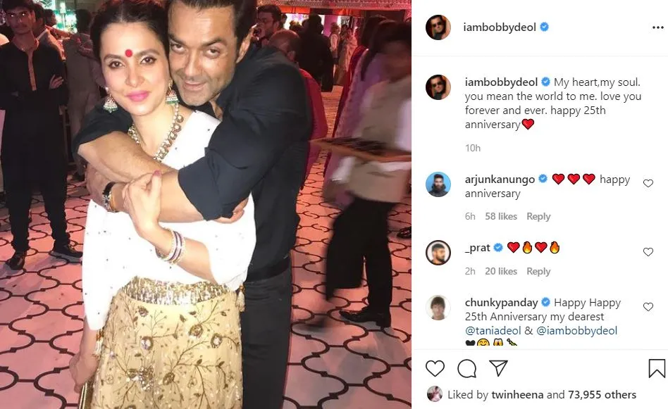bollywood actor bobby deol shared unseen pics of his wife
