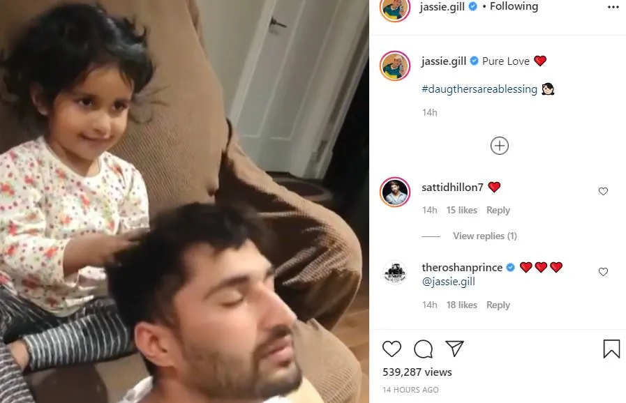 image of jassie gill time spend with his daughter rojas kaur