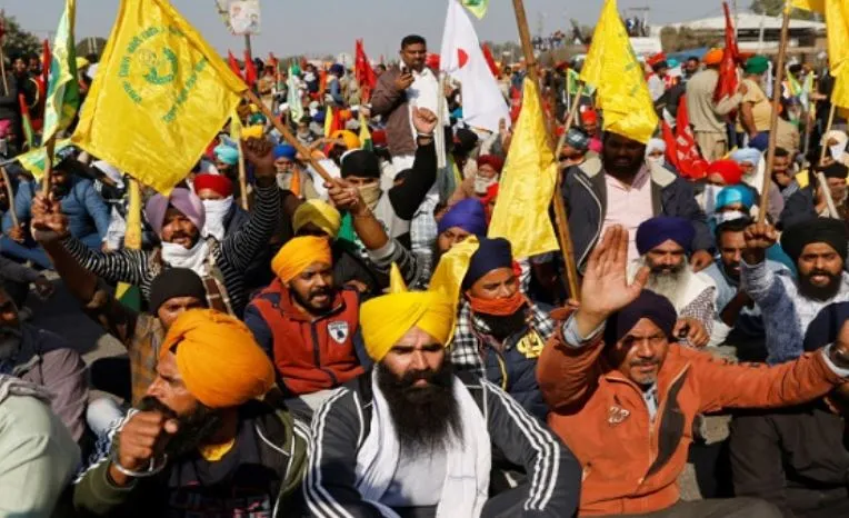 farmer protest image from delhi