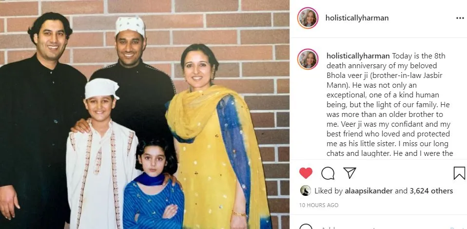 singer harman maan shared her brother in law