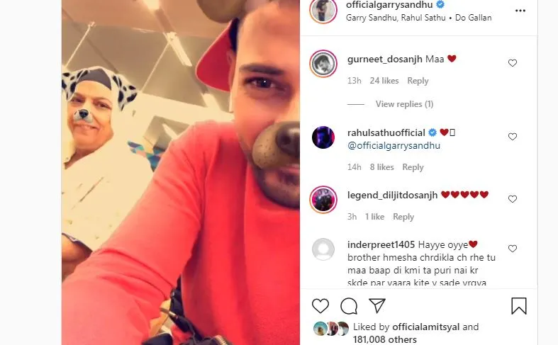 inside image of garry sandhu shared cute video with his mother