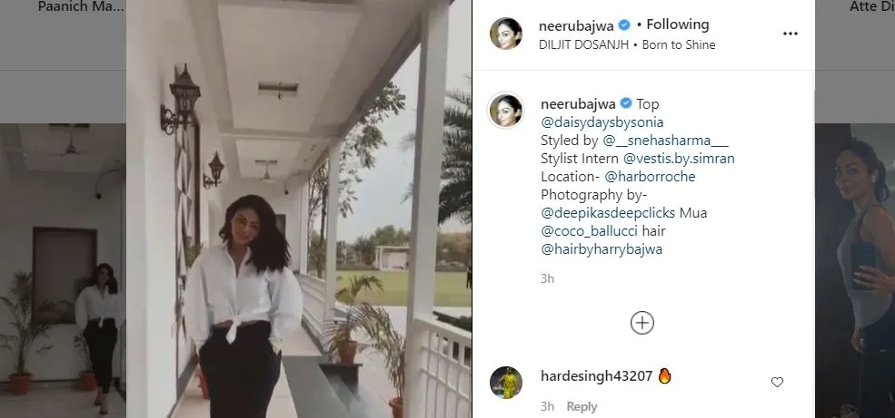 inside image of neeru bajwa instagram video