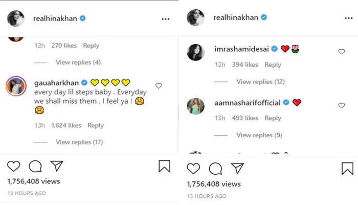 hina khan post comments