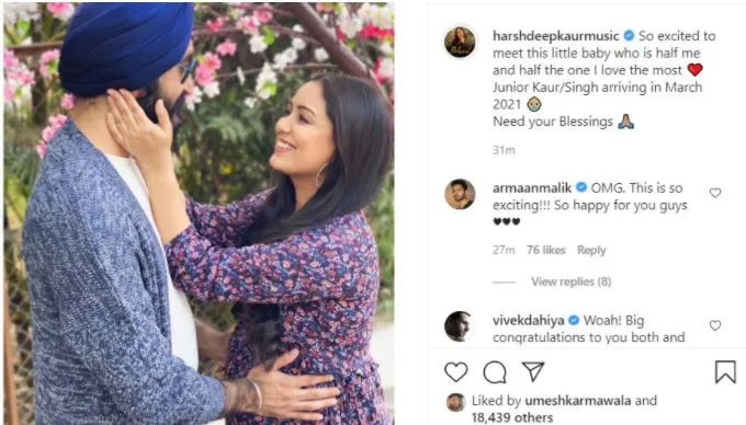 inside image of harshdeep kaur first post about her pregnancy