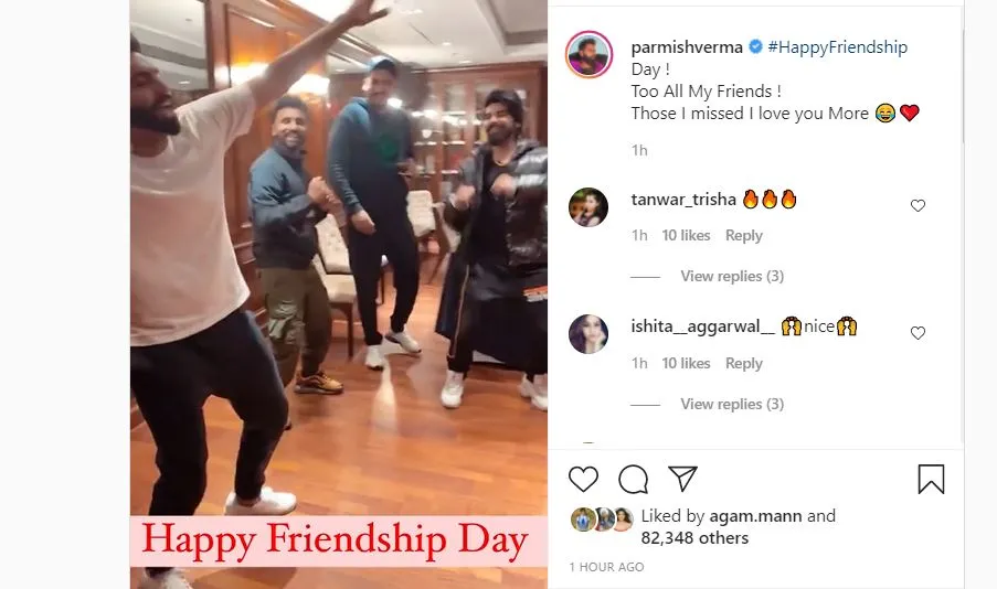 parmish verma shared happy friendship day