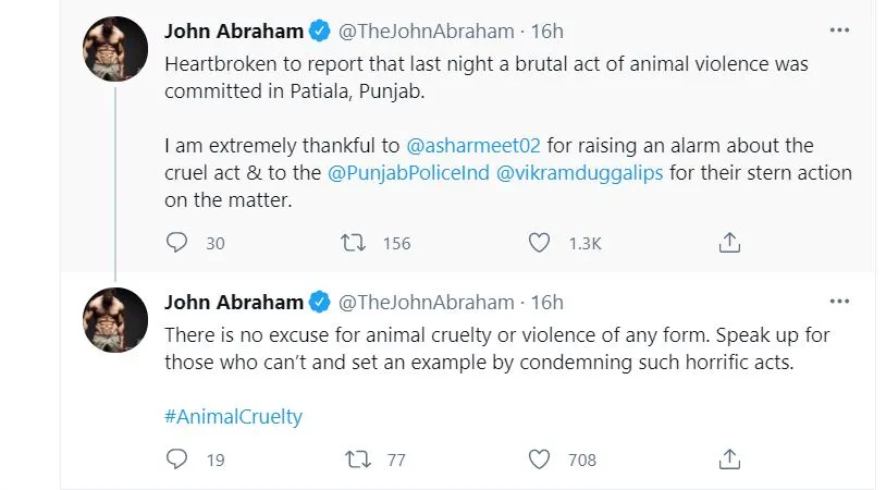 tweet john abraham about punjab police
