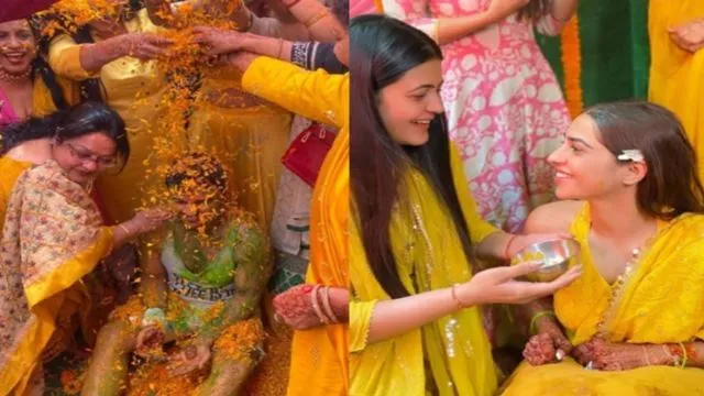 inside image of millind and pria haldi ceremony