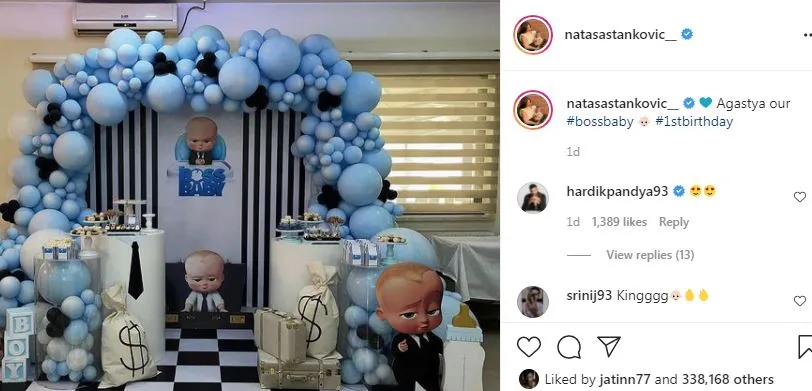 inside image of hardik pandya and natasa's son first birthday