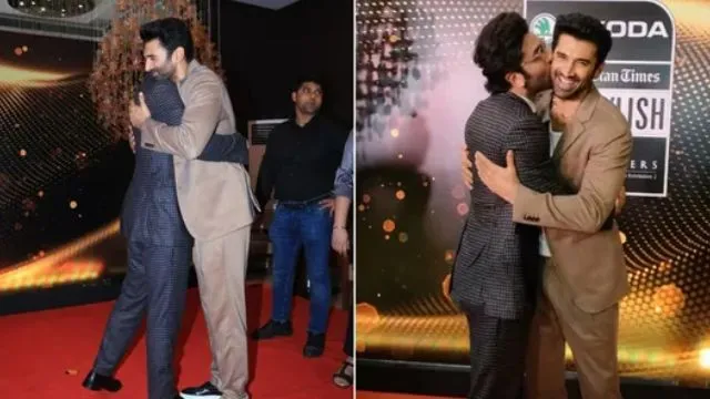 Kabir and Avi's reunion! Ranbir Kapoor kisses Aditya Roy Kapur; fans feel 'Yeh Jawaani Hai Deewani' vibes