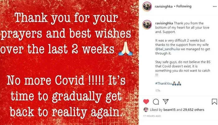 ravi singh khalsa instagram post about covid