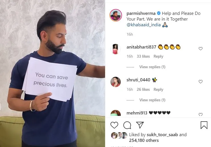 parmish verma shared video to join the hand with khalsa aid