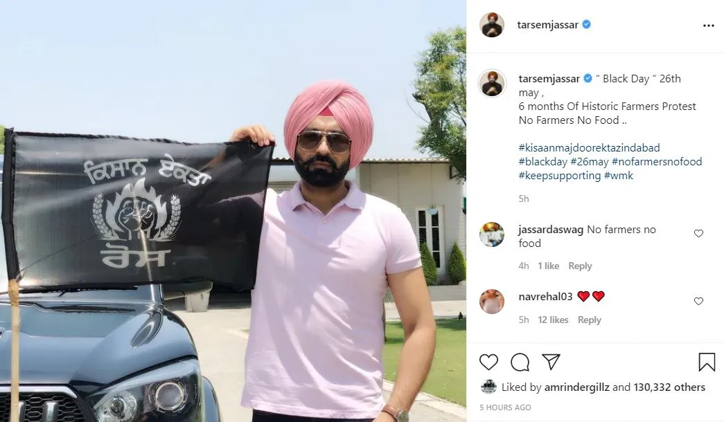 singer tarsem jassar shared his post in the favour of farmer