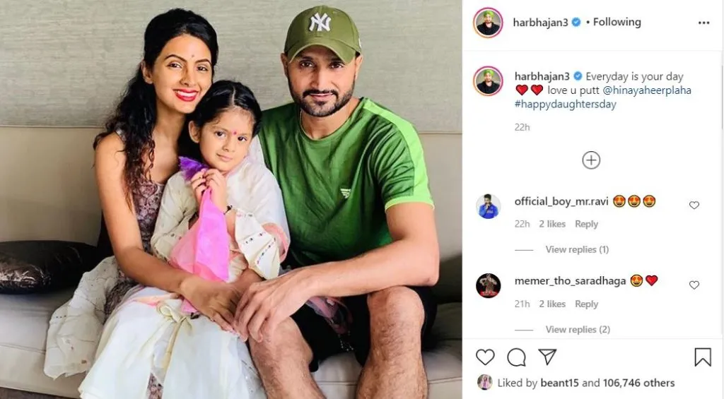 harbhajan singh shared his daughter photo