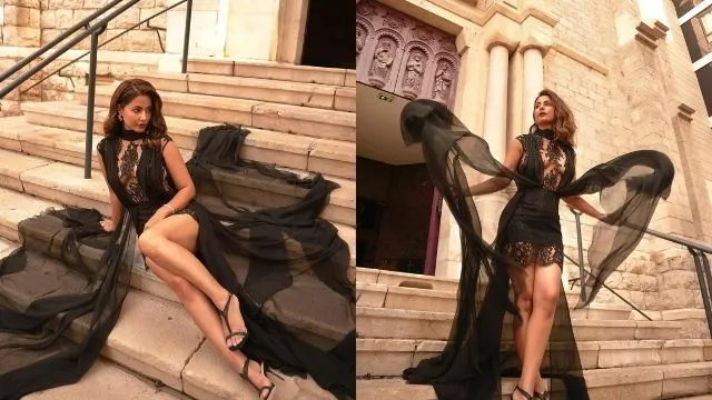 Cannes 2022: Hina Khan looks stunning in black semi-sheer outfit <See Pictures>