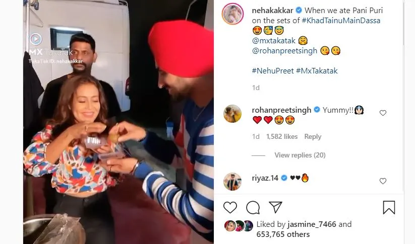 neha kakkar and rohanpreet eating gol gappe