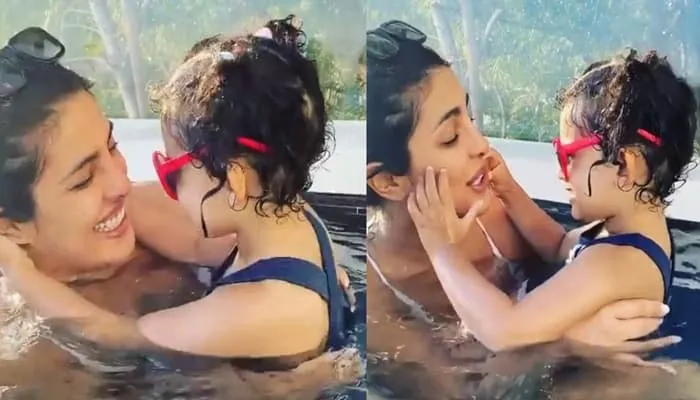 Priyanka Chopra Doing Fun With Niece In Swimming Pool