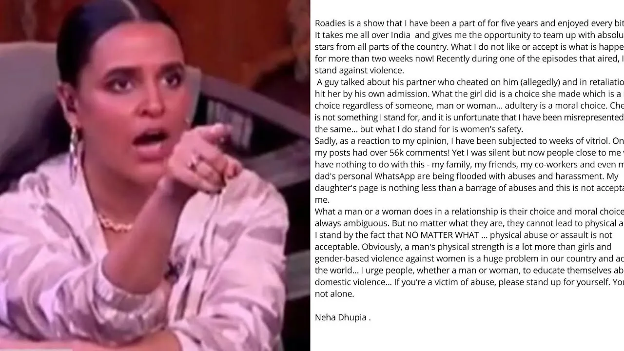 Neha dhupia instagram post  on roadies controversy