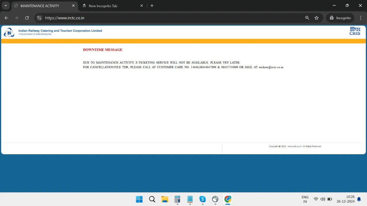 IRCTC Down