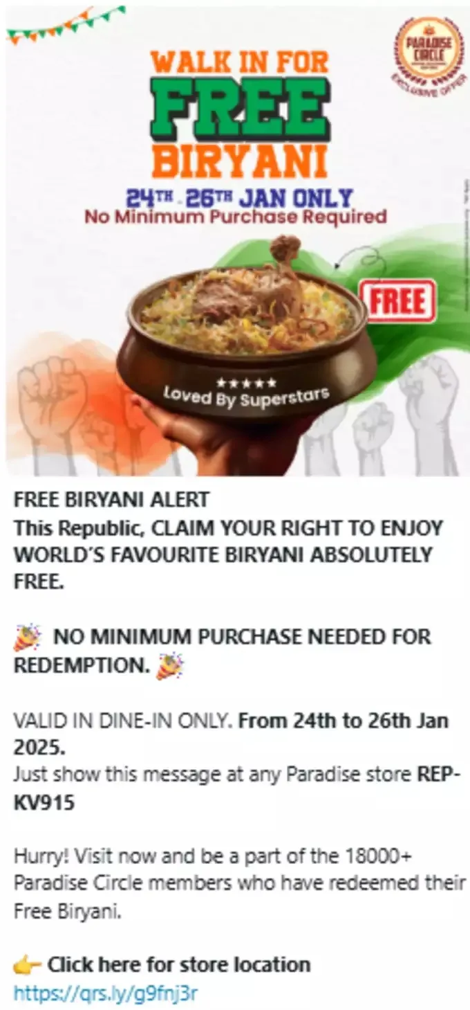 FREE BIRYANI