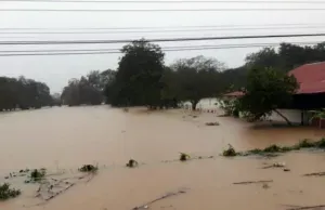 Flood that submerged the village..Buildings, trees saved people's lives!