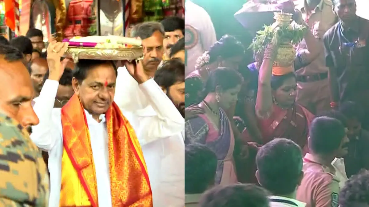 Secunderabad CM KCR and MLC kavitha At lashkar Bonalu 