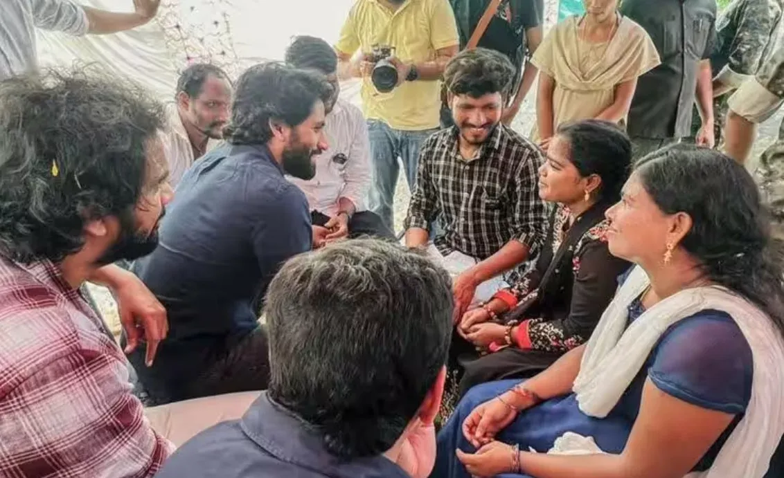 Akkineni Naga Chaitanya and Director Chandoo Producer Bunny Vas visits Srikakulam