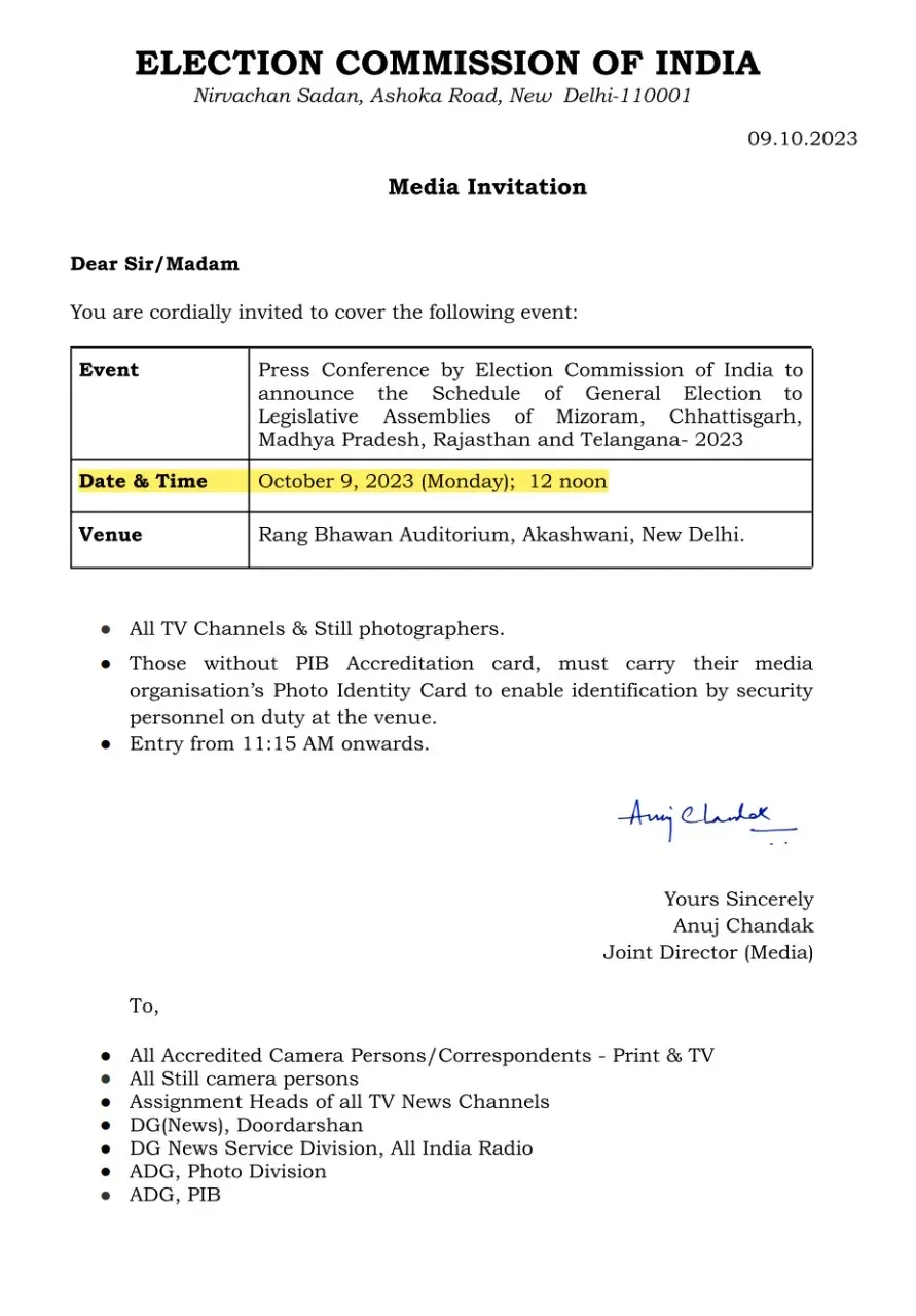 Telangana Assembly Elections Schedule 2023