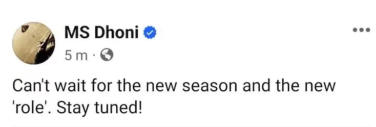 Dhoni Social Media Post 'New Season New Role' Goes Viral