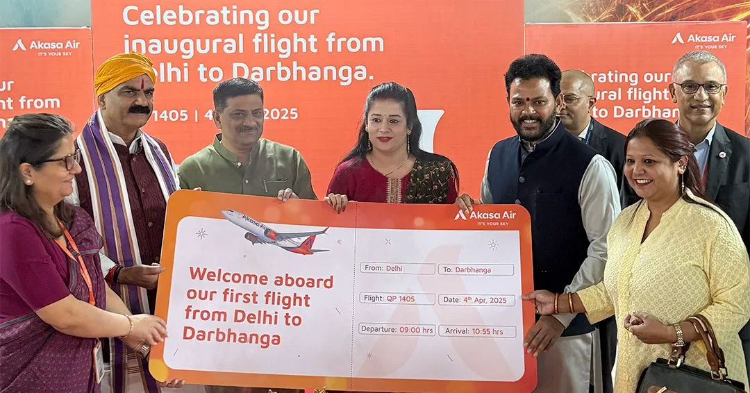 Akasa Air has begun its operations in Darbhanga, officially entering the Bihar market