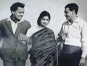 Sarat Pujari, Minati Mishra and the author in 'Sadhana'