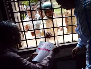 Queue  for result booklets (pic: Sai Saswat Mishra)